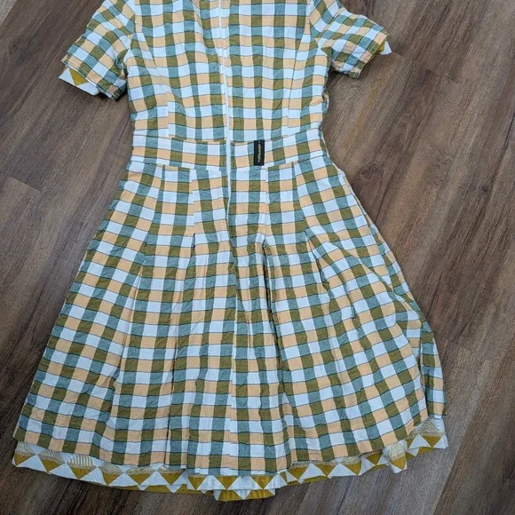 Geometric Mini Dress Circle Skirt Short Sleeve Fit Flare - Picture 2 of 16